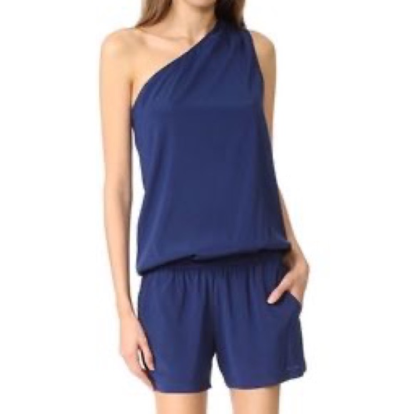 Sz Xs Ramy Brook Navy Blue One Shoulder Shorts Romper